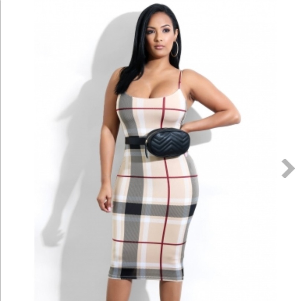 Fashion Plaid body con dress for sale